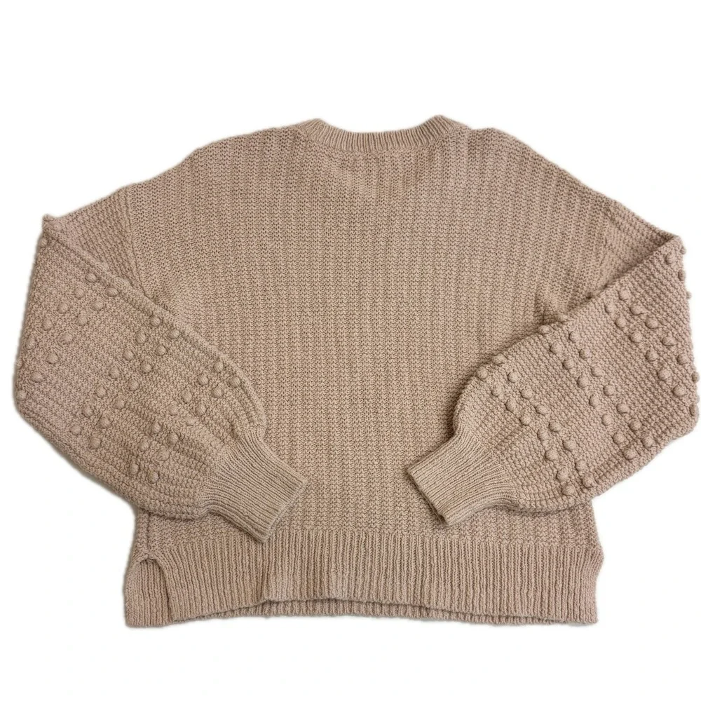 Madewell Sweater Womens Small Tan Avalon Bobble Sleeve Chunky‎ Knit Boho Cozy